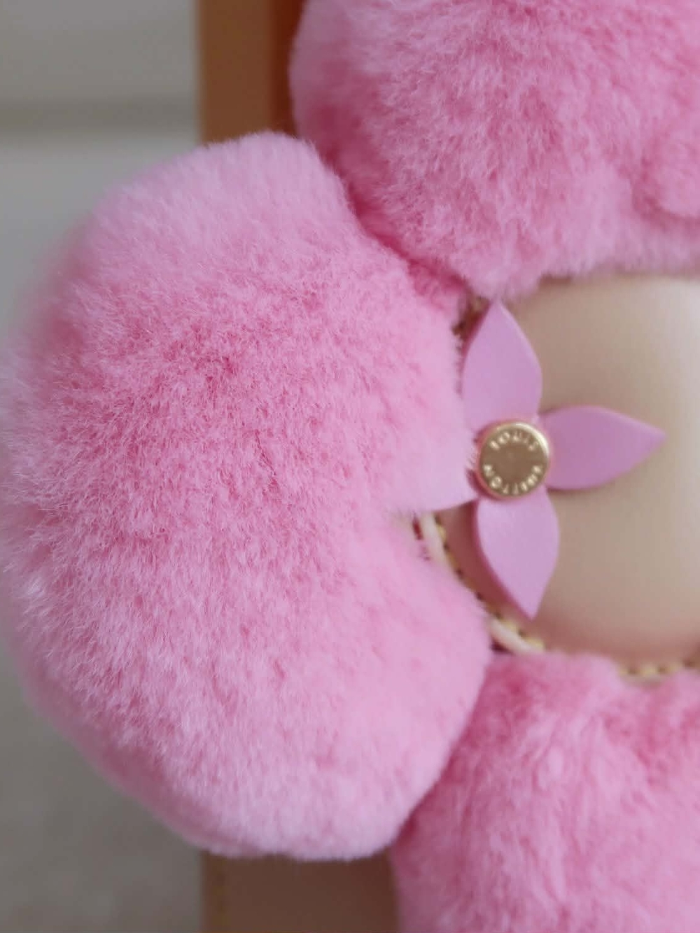 LV Plush Pink Flower Purse Charm Accent